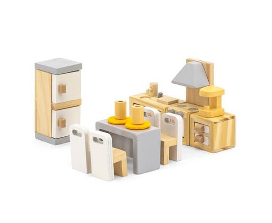 Игровой набор Viga Toys Деревянная мебель для кукол PolarB Кухня и столовая (44038), изображение 2 Игровой набор Viga Toys Деревянная мебель для кукол PolarB Кухня и столовая (44038), изображение 2