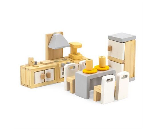 Ігровий набір Viga Toys Дерев'яні меблі для ляльок PolarB Кухня і їдальня (44038)