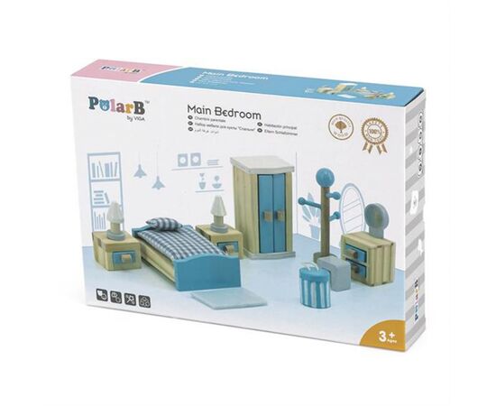 Игровой набор Viga Toys Деревянная мебель для кукол PolarB Спальня (44035), изображение 4