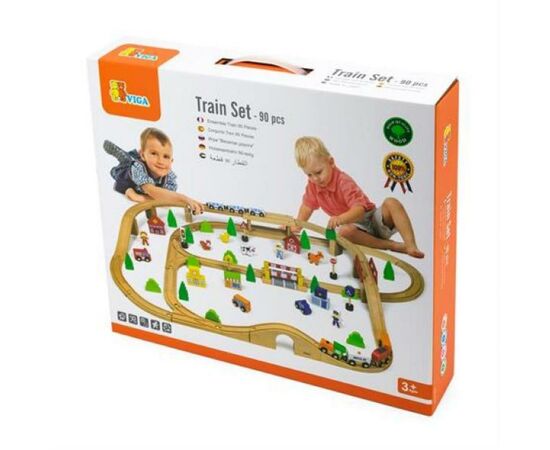 Железная дорога Viga Toys 90 деталей (50998), изображение 5 Железная дорога Viga Toys 90 деталей (50998), изображение 5