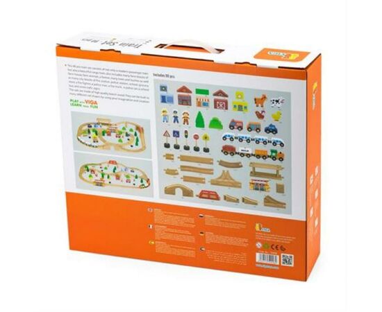Железная дорога Viga Toys 90 деталей (50998), изображение 6 Железная дорога Viga Toys 90 деталей (50998), изображение 6
