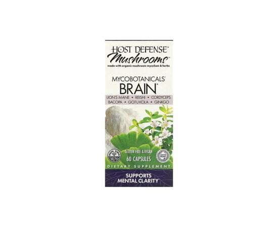 Травы Fungi Perfecti Грибы для здоровья мозга, MycoBotanicals, Brain, 60 капсул (FPI-03862), изображение 2 Травы Fungi Perfecti Грибы для здоровья мозга, MycoBotanicals, Brain, 60 капсул (FPI-03862), изображение 2