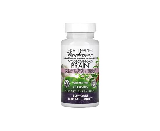Травы Fungi Perfecti Грибы для здоровья мозга, MycoBotanicals, Brain, 60 капсул (FPI-03862)