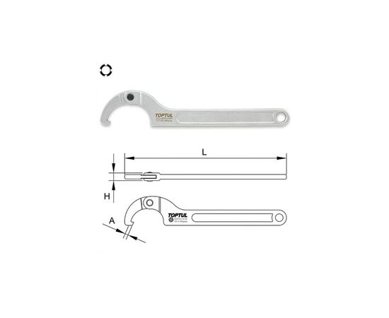Ключ Toptul для круглих шліцьових гайок шарнірний 35-50мм (AEEX1A50), зображення 2 Ключ Toptul для круглих шліцьових гайок шарнірний 35-50мм (AEEX1A50), зображення 2