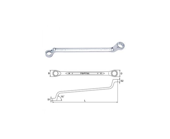 Ключ Toptul гайковий накидний (кут 75 °) 17х19мм (AAEI1719), зображення 2 Ключ Toptul гайковий накидний (кут 75 °) 17х19мм (AAEI1719), зображення 2