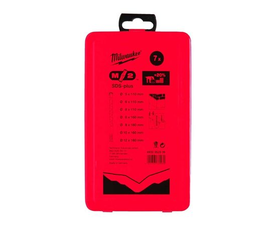 Набор буров Milwaukee SDS-PLUS M2 7шт (4932352339), изображение 2 Набор буров Milwaukee SDS-PLUS M2 7шт (4932352339), изображение 2