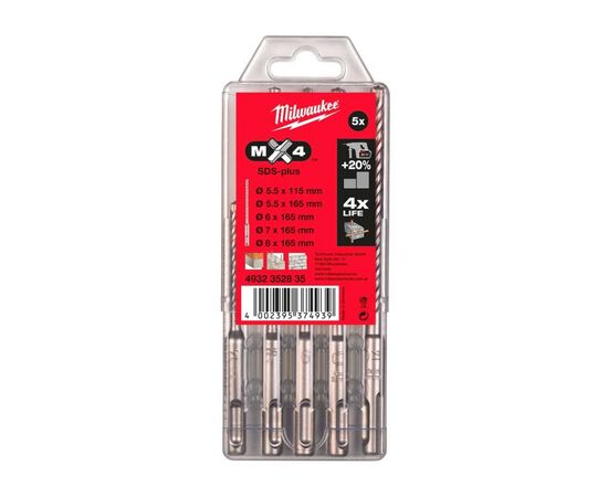 Набір бурів Milwaukee SDS-PLUS з 4-ма ріжучими кромками (4932352835), зображення 2