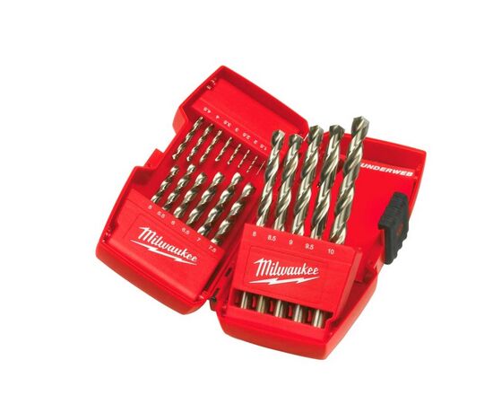 Набор сверл Milwaukee по металлу THUNDERWEB HSS-G DIN338 19шт (4932352374), изображение 2 Набор сверл Milwaukee по металлу THUNDERWEB HSS-G DIN338 19шт (4932352374), изображение 2