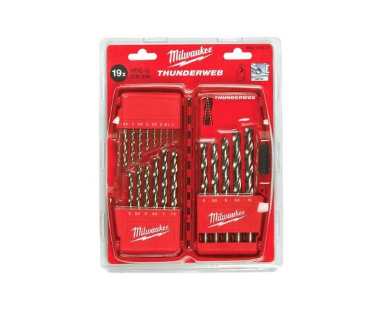 Набор сверл Milwaukee по металлу THUNDERWEB HSS-G DIN338 19шт (4932352374), изображение 3 Набор сверл Milwaukee по металлу THUNDERWEB HSS-G DIN338 19шт (4932352374), изображение 3
