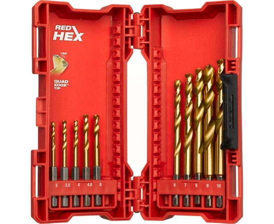Набор сверл Milwaukee по металлу RedHEX HSS-G TiN 10 шт (48894759)