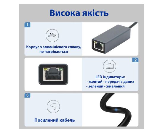 Переходник USB 3.0 to RJ45 Gigabit Lan Dynamode (DM-AD-GLAN), изображение 4 Переходник USB 3.0 to RJ45 Gigabit Lan Dynamode (DM-AD-GLAN), изображение 4