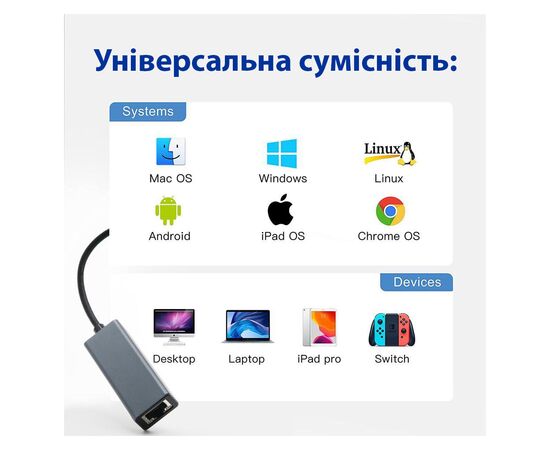 Переходник USB 3.0 to RJ45 Gigabit Lan Dynamode (DM-AD-GLAN), изображение 5 Переходник USB 3.0 to RJ45 Gigabit Lan Dynamode (DM-AD-GLAN), изображение 5