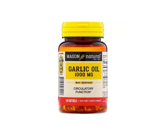 Травы Mason Natural Чесночное масло 1000 мг, Garlic Oil, 100 гелевых капсул (MAV-06991)