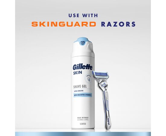 Гель для бритья Gillette Skin Ultra Sensitive 200 мл (7702018604104), изображение 6 Гель для бритья Gillette Skin Ultra Sensitive 200 мл (7702018604104), изображение 6
