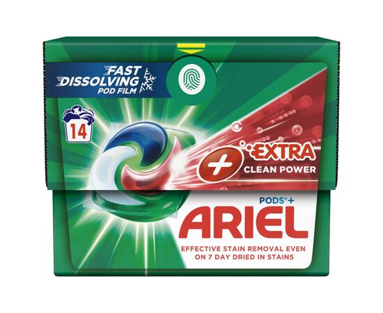 Капсули для прання Ariel Pods All-in-1 + Сила екстраочищення 14 шт. (8700216296755)