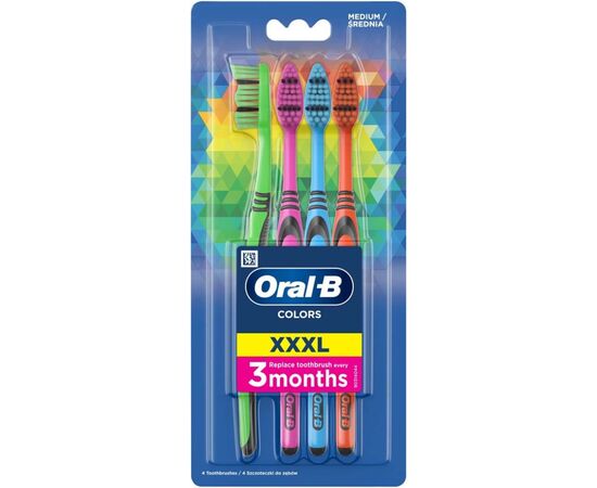 Зубная щетка Oral-B Colors Средней жесткости 4 шт. (8001090675521), изображение 2 Зубная щетка Oral-B Colors Средней жесткости 4 шт. (8001090675521), изображение 2