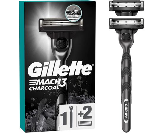 Бритва Gillette Mach3 Charcoal Древесный уголь С 2 сменными картриджами (8700216074308)