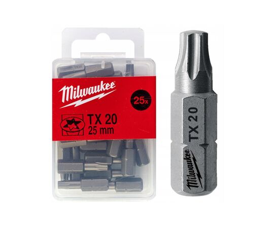 Набор бит Milwaukee TX20, 25мм, 25шт (4932399596), изображение 3 Набор бит Milwaukee TX20, 25мм, 25шт (4932399596), изображение 3