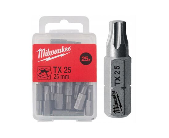 Набор бит Milwaukee TX25, 25мм, 25шт (4932399597), изображение 3 Набор бит Milwaukee TX25, 25мм, 25шт (4932399597), изображение 3