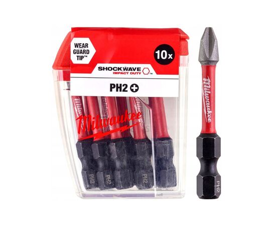 Набор бит Milwaukee SHOCKWAVE, PH2, 50мм, 10шт (4932430855), изображение 3