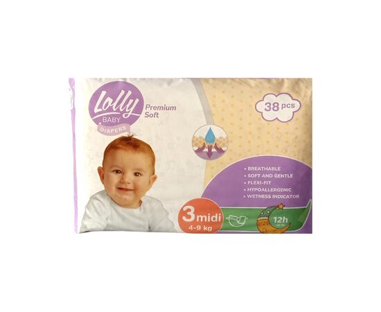 Підгузки Lolly Premium Soft Midi 3 (4-9 кг) 38 шт (4820174981150)