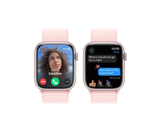Смарт-годинник Apple Watch Series 9 GPS 41mm Pink Aluminium Case with Light Pink Sport Loop (MR953QP/A), зображення 6 Смарт-годинник Apple Watch Series 9 GPS 41mm Pink Aluminium Case with Light Pink Sport Loop (MR953QP/A), зображення 6
