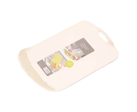 Разделочная доска Stenson зі зливом 38.5 х 24 х 0.4 см Бежева (R28934 beige)