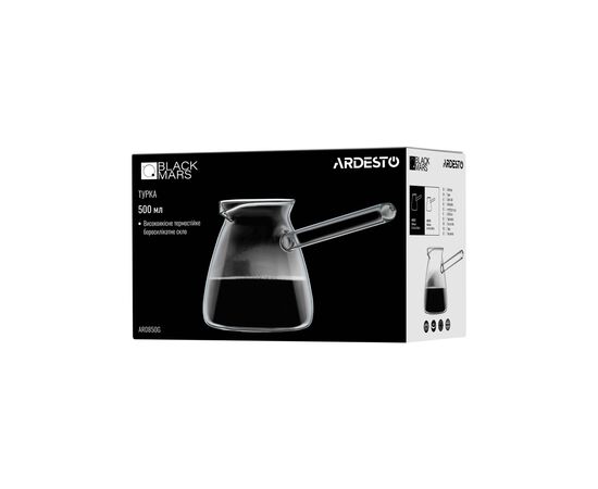 Турка Ardesto Black Mars боросилікатне скло 0.5 л (AR0850G), изображение 3 Турка Ardesto Black Mars боросилікатне скло 0.5 л (AR0850G), изображение 3