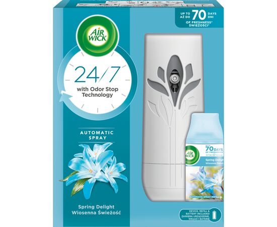 Освежитель воздуха Air Wick Автоматический со сменным баллоном Весеннее настроение 250 мл (5900627070293), изображение 2 Освежитель воздуха Air Wick Автоматический со сменным баллоном Весеннее настроение 250 мл (5900627070293), изображение 2