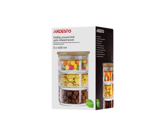 Ємність для сипучих продуктів Ardesto Midori 3 х 400 мл (AR1203CB), зображення 5