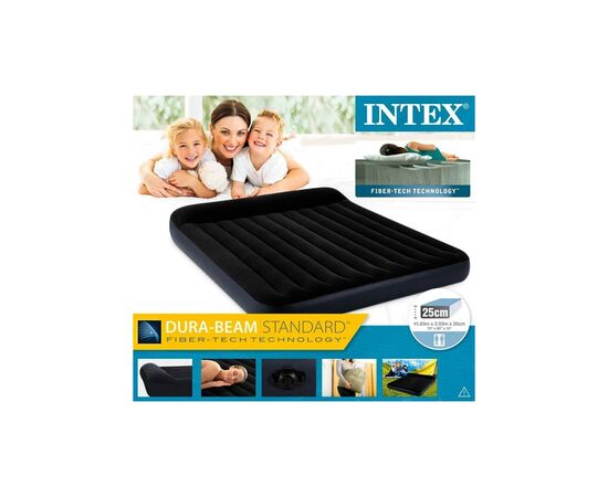 Матрас надувной Intex Dura-Beam велюр 183 х 203 х 25 см Чорний (64144), изображение 5