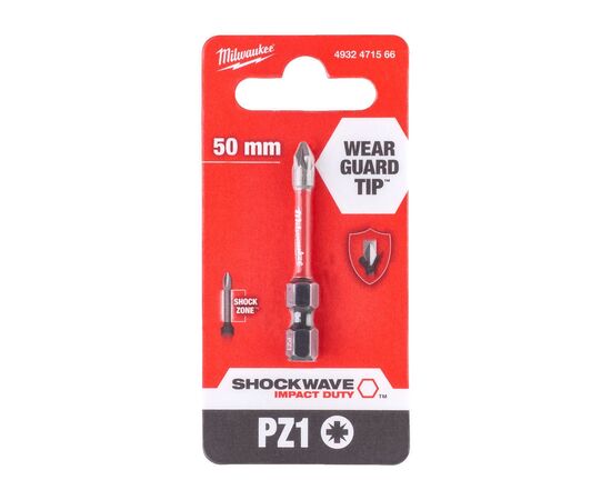 Набор бит Milwaukee SHOCKWAVE, PZ1, 50мм 1шт (4932471566), изображение 3