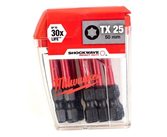 Набор бит Milwaukee SHOCKWAVE, TX25, 50мм, 10шт (4932430882), изображение 3 Набор бит Milwaukee SHOCKWAVE, TX25, 50мм, 10шт (4932430882), изображение 3