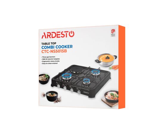 Плита Ardesto CTC-NS5015B, тип газу LPG, 3 алюмін. газ. пальника, 1 електрич. ко (CTC-NS5015B), изображение 7 Плита Ardesto CTC-NS5015B, тип газу LPG, 3 алюмін. газ. пальника, 1 електрич. ко (CTC-NS5015B), изображение 7