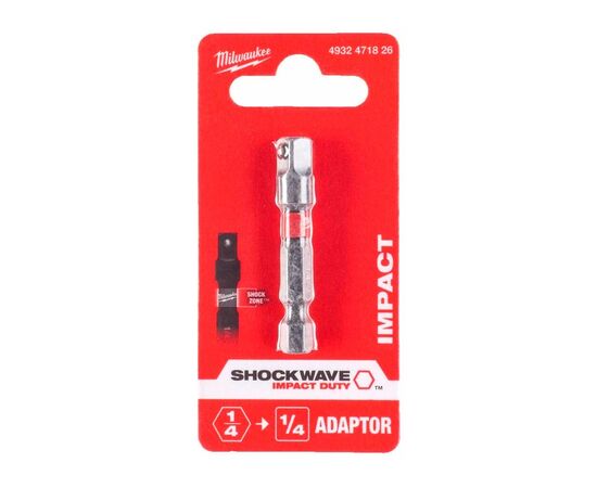 Адаптер Milwaukee ShW с 1/4" HEX на 1/4" квадратный хвостовик (4932471826), изображение 5 Адаптер Milwaukee ShW с 1/4" HEX на 1/4" квадратный хвостовик (4932471826), изображение 5