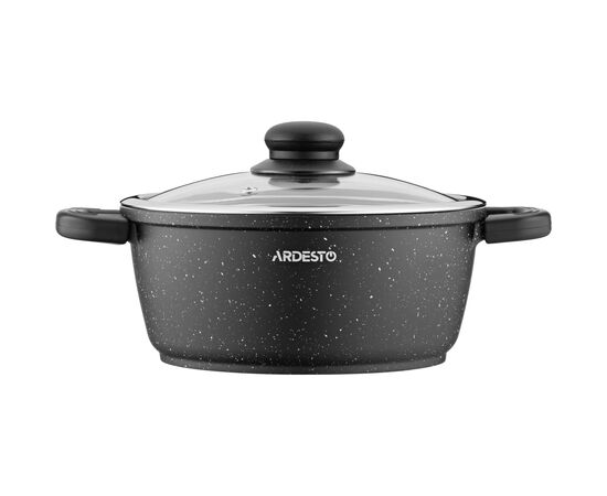 Кастрюля Ardesto Gemini Anzio скляна кришка 20 см 2,5 л чорна (AR2420GE), изображение 2 Кастрюля Ardesto Gemini Anzio скляна кришка 20 см 2,5 л чорна (AR2420GE), изображение 2