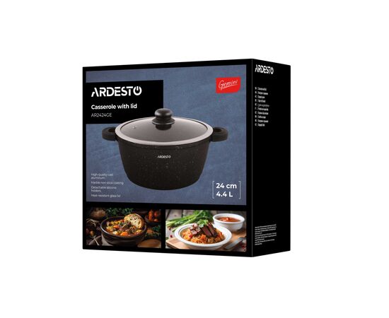 Кастрюля Ardesto Gemini Anzio скляна кришка 24 см 4,4 л чорна (AR2424GE), изображение 10 Кастрюля Ardesto Gemini Anzio скляна кришка 24 см 4,4 л чорна (AR2424GE), изображение 10