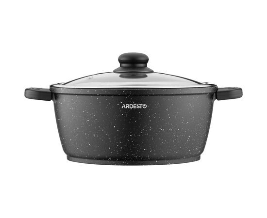 Кастрюля Ardesto Gemini Anzio скляна кришка 24 см 4,4 л чорна (AR2424GE), изображение 2 Кастрюля Ardesto Gemini Anzio скляна кришка 24 см 4,4 л чорна (AR2424GE), изображение 2