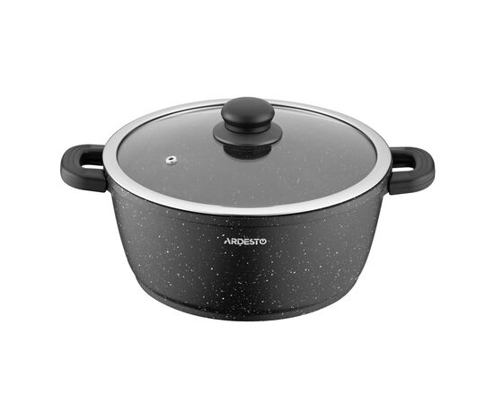 Кастрюля Ardesto Gemini Anzio скляна кришка 24 см 4,4 л чорна (AR2424GE)