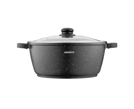 Кастрюля Ardesto Gemini Anzio скляна кришка 28 см 6,4 л чорна (AR2426GE), изображение 3 Кастрюля Ardesto Gemini Anzio скляна кришка 28 см 6,4 л чорна (AR2426GE), изображение 3