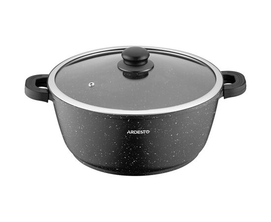 Кастрюля Ardesto Gemini Anzio скляна кришка 28 см 6,4 л чорна (AR2426GE)