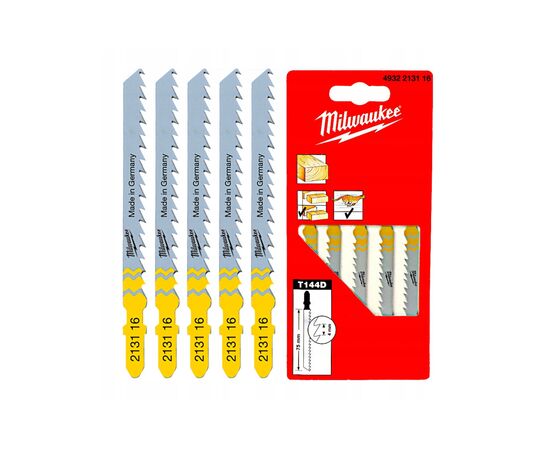 Полотно Milwaukee для лобзика T144D, 75мм/ шаг зуба 4,0мм, 5шт, древесина, быстрый рез (4932213116), изображение 2 Полотно Milwaukee для лобзика T144D, 75мм/ шаг зуба 4,0мм, 5шт, древесина, быстрый рез (4932213116), изображение 2
