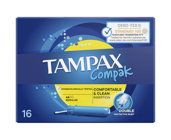 Тампоны Tampax Compak Regular с аппликатором 16 шт. (4015400219538), изображение 2 Тампоны Tampax Compak Regular с аппликатором 16 шт. (4015400219538), изображение 2