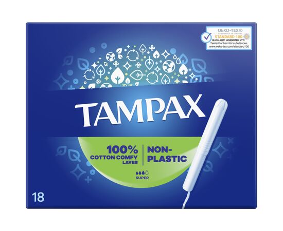 Тампоны Tampax Super с аппликатором 18 шт. (8006540716625), изображение 2 Тампоны Tampax Super с аппликатором 18 шт. (8006540716625), изображение 2