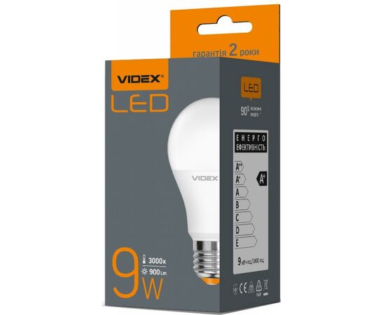 Лампочка Videx A60e 9W E27 3000K 220V, изображение 2 Лампочка Videx A60e 9W E27 3000K 220V, изображение 2