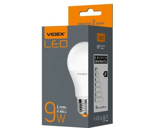 Лампочка Videx A60e 9W E27 4100K 220V, изображение 2 Лампочка Videx A60e 9W E27 4100K 220V, изображение 2