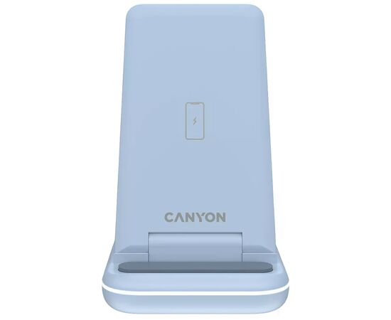 Зарядное устройство Canyon WS-304 Foldable 3in1 Wireless charger Blue (CNS-WCS304BL), изображение 2 Зарядное устройство Canyon WS-304 Foldable 3in1 Wireless charger Blue (CNS-WCS304BL), изображение 2