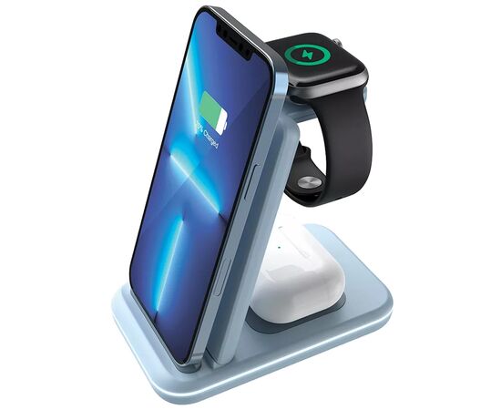 Зарядное устройство Canyon WS-304 Foldable 3in1 Wireless charger Blue (CNS-WCS304BL), изображение 8 Зарядное устройство Canyon WS-304 Foldable 3in1 Wireless charger Blue (CNS-WCS304BL), изображение 8
