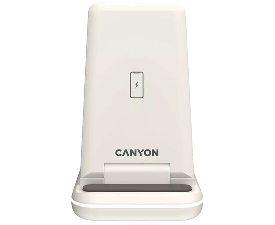 Зарядное устройство Canyon WS-304 Foldable 3in1 Wireless charger Cosmic Latte (CNS-WCS304CL), изображение 2 Зарядное устройство Canyon WS-304 Foldable 3in1 Wireless charger Cosmic Latte (CNS-WCS304CL), изображение 2