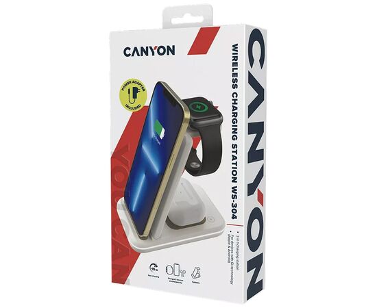 Зарядное устройство Canyon WS-304 Foldable 3in1 Wireless charger Cosmic Latte (CNS-WCS304CL), изображение 6 Зарядное устройство Canyon WS-304 Foldable 3in1 Wireless charger Cosmic Latte (CNS-WCS304CL), изображение 6